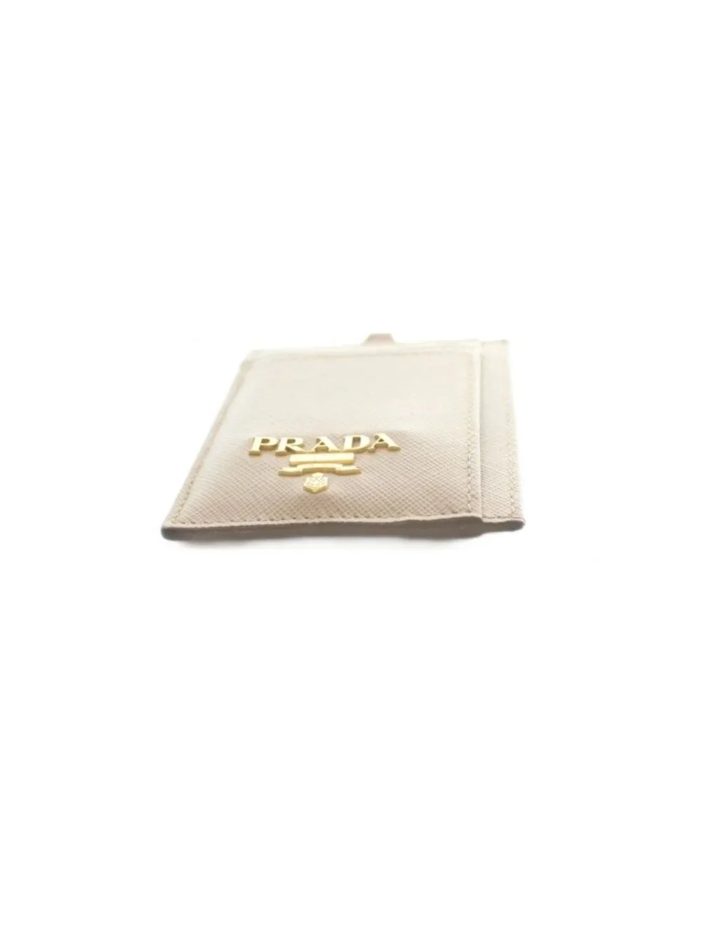 Prada Neck Holder Pass Case Leather Beige Pink